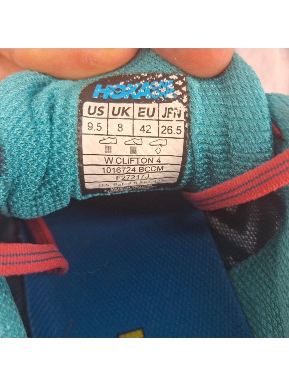 Hoka One One Clifton 4 Womens Running Shoes Size 9.5 Blue & Coral Cushioned - Picture 6 of 12
